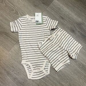 Striped Baby Onesie and Shorts Set